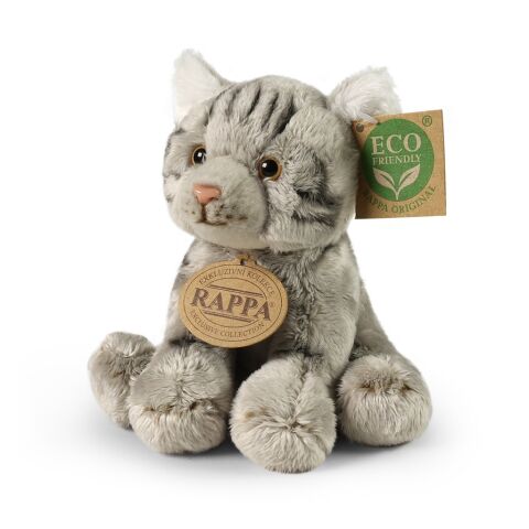 Rappa Plush cat sitting grey 14 cm ECO-FRIENDLY